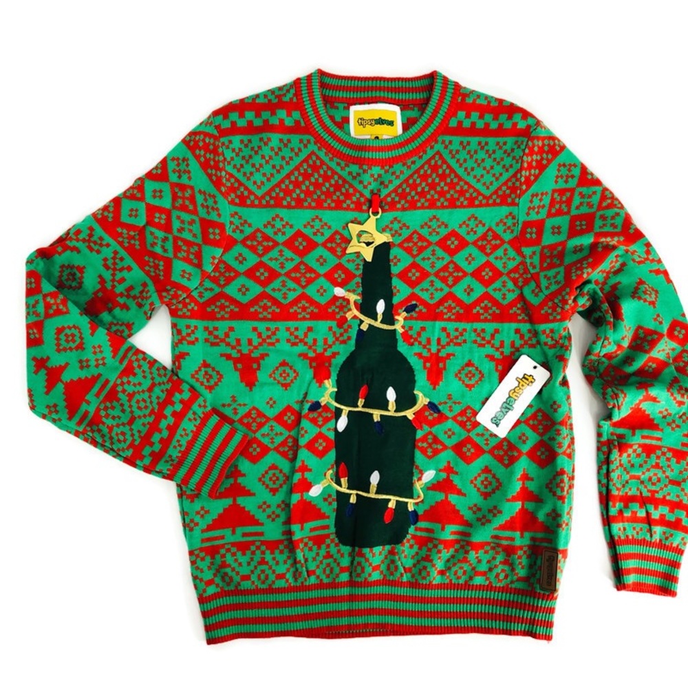 NWT Men's Beer Bottle Opener Ugly Christmas Sweater Size Large